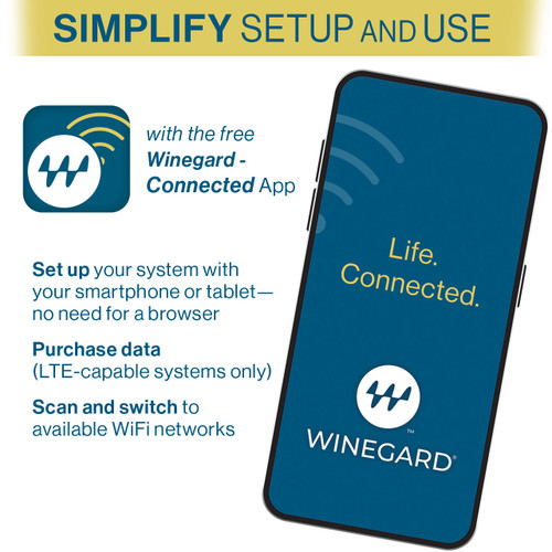 ConnecT 2.0 4G2 (4G LTE + WiFi Extender) for RVs connect with free Winegard - Connected app to simplify setup and use