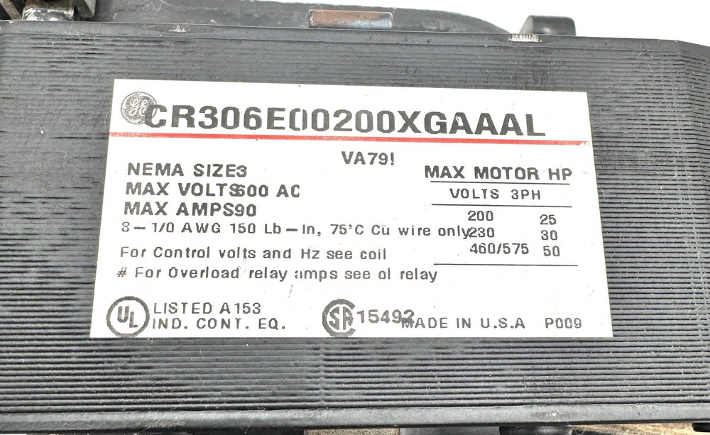 General Electric CR306E00200XGAAAL  Magnetic Starter