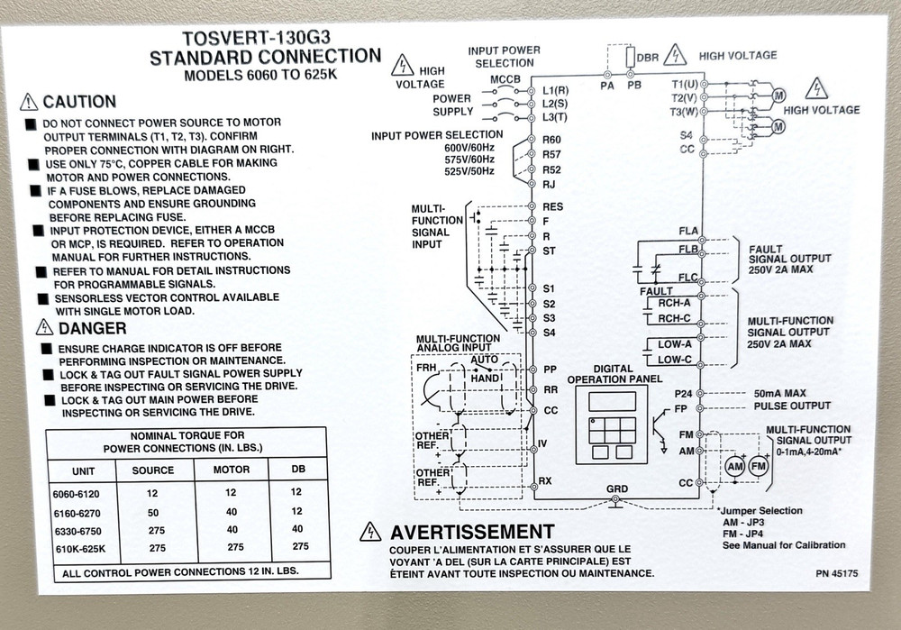 Toshiba VT130G3U6400 Tosvert-130 G3 Inverter Control Drive 40KVA 600V 40HP