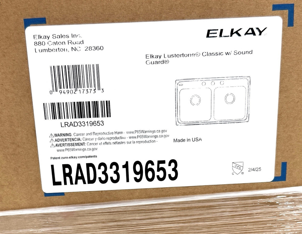 Elkay Lustertone LRAD3319653 Drop In Double Basin Stainless Steel Kitchen Sink