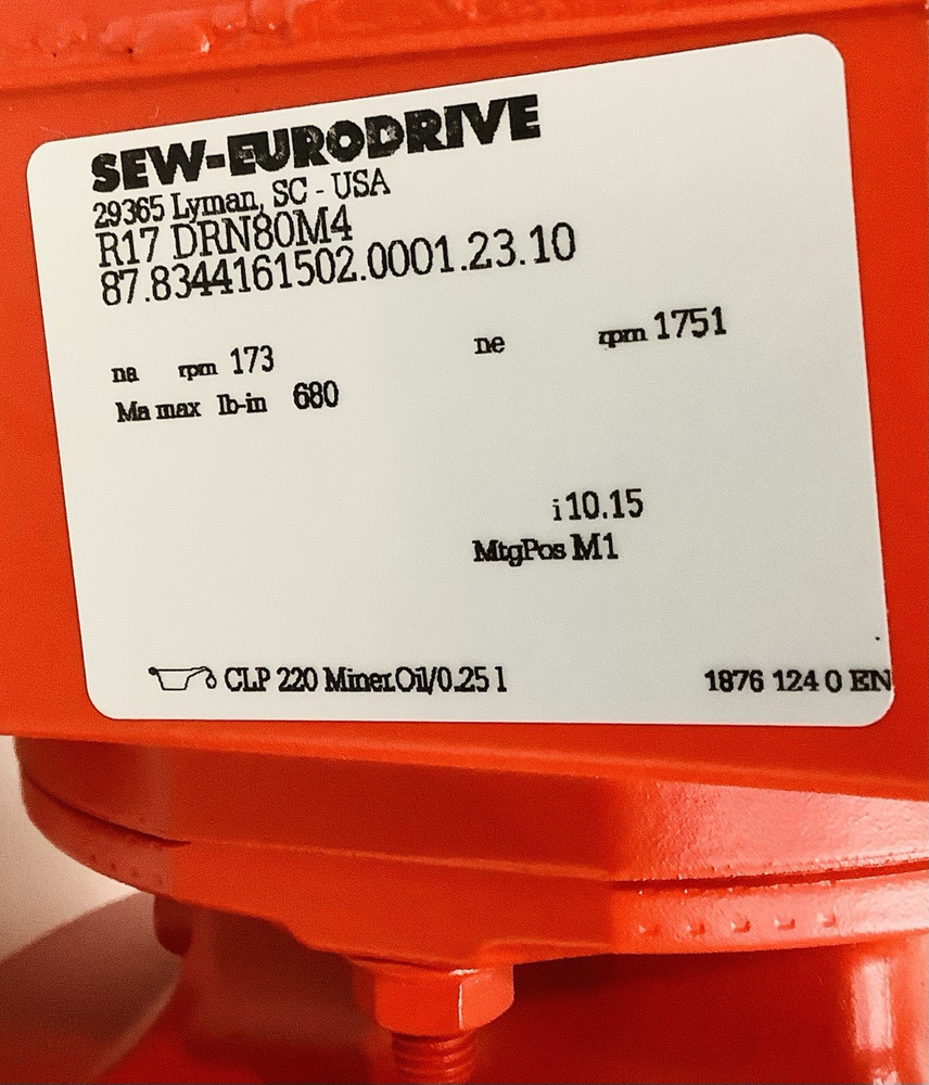 sew eurodrive gear motor R17 DRN80M4/Ip54/ Rpm 1751/173/3ph.IEC60034.