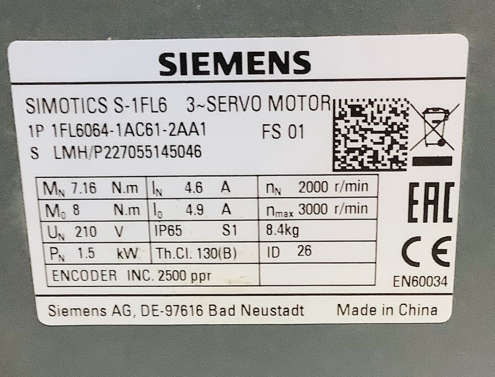 Siemens 1FL6064-1AC61-2AA1 / LMH/P227055145046