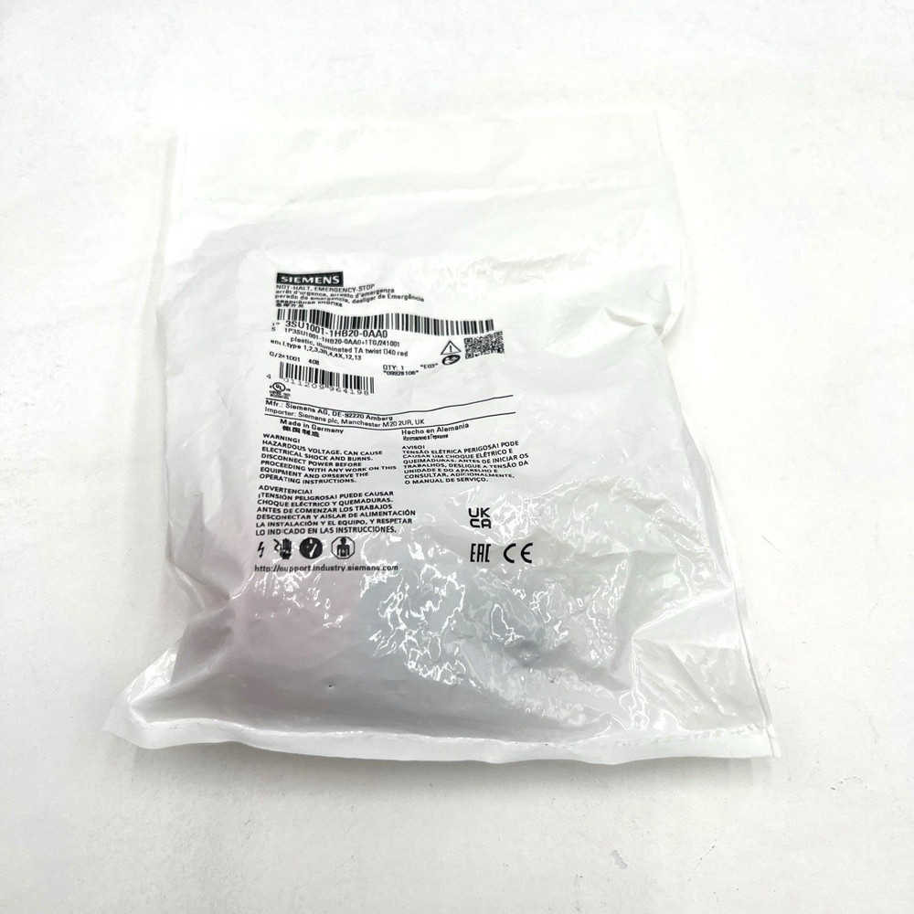 Siemens 3SU1001-1HB20-0AA0 Emergency Stop Pushbutton