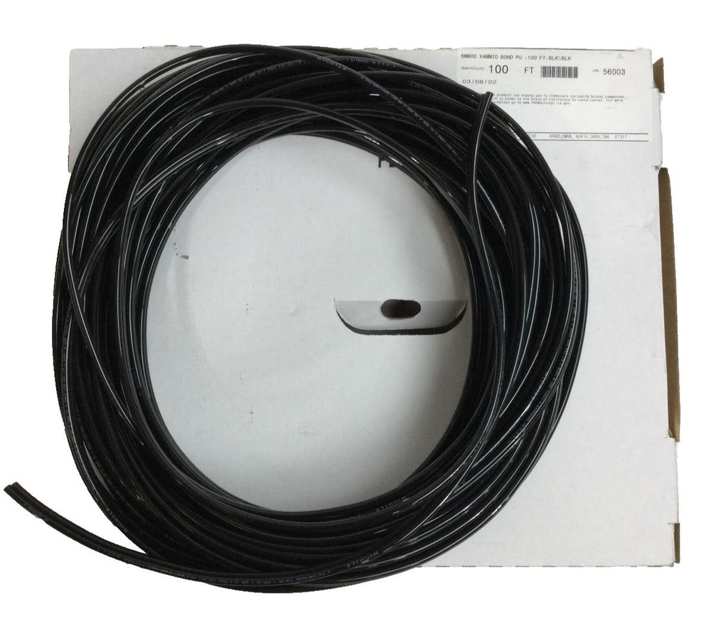 Nycoil B3062-C-S11 6MMOD X 4MMID BOND PU - 100 FT - BLK/BLK