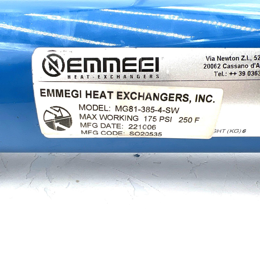 Emmegi MG81-385-4-SW Heat Exchanger