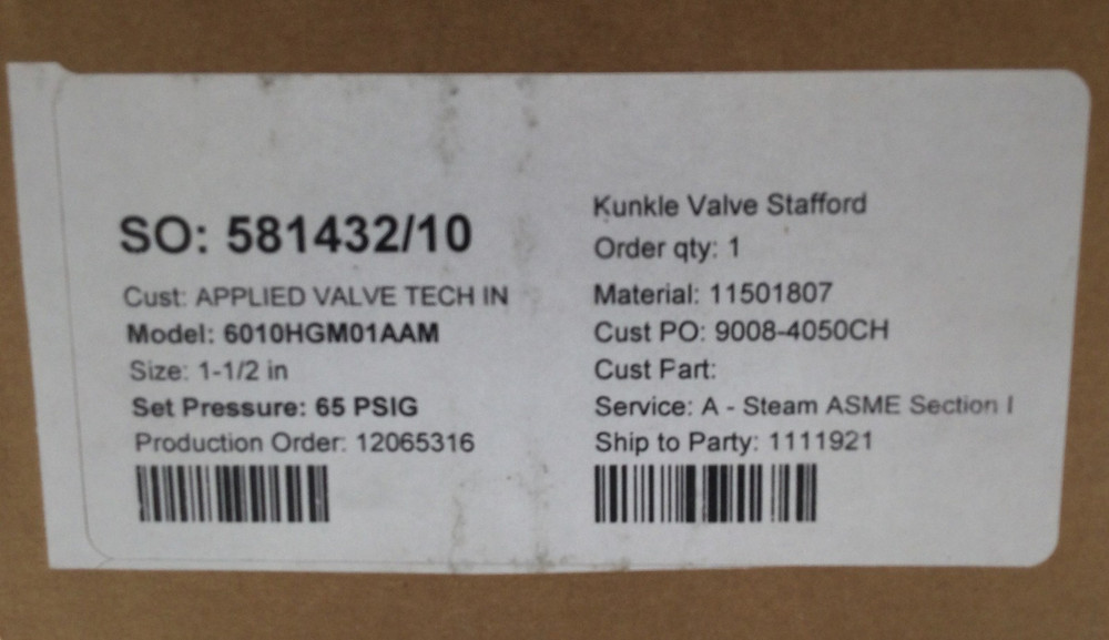 Kunkle 6010HGM01AAM Safety Release Valve 1-1/2”