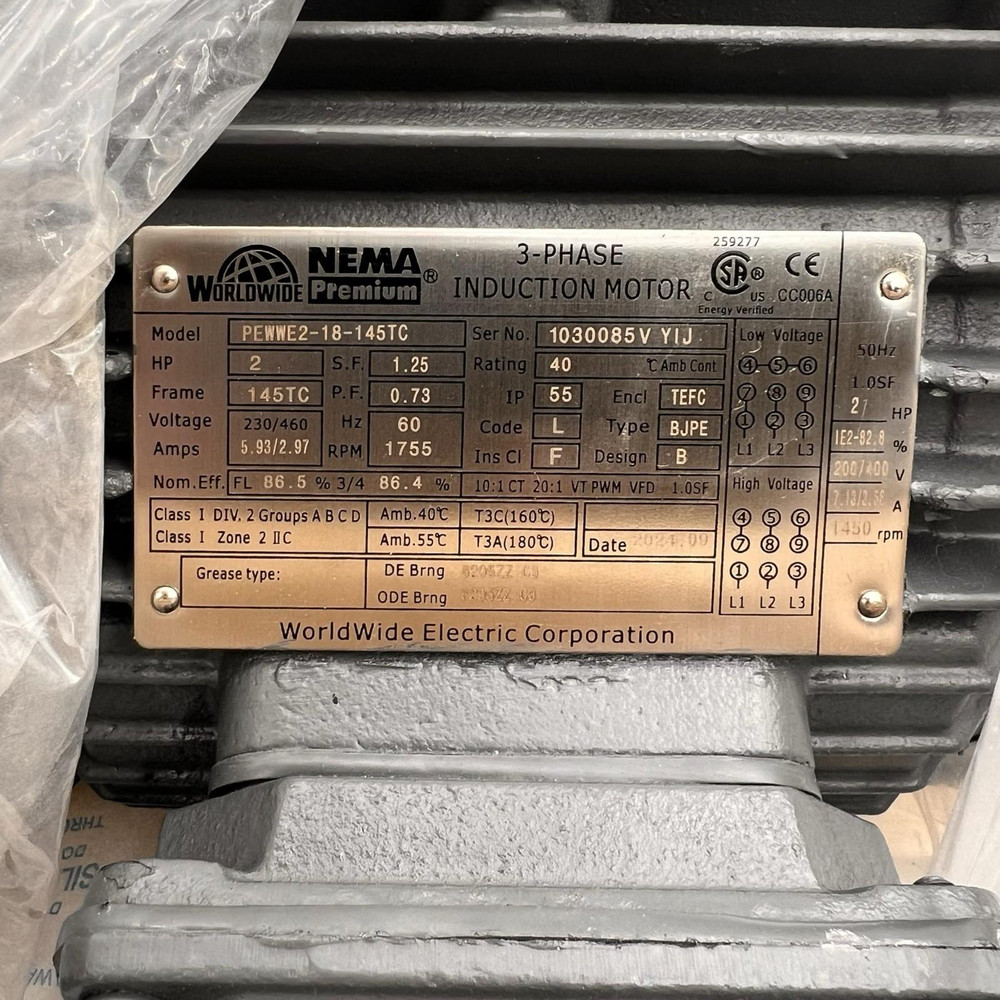 Worldwide Electric PEWWE2-18-145TC Motor