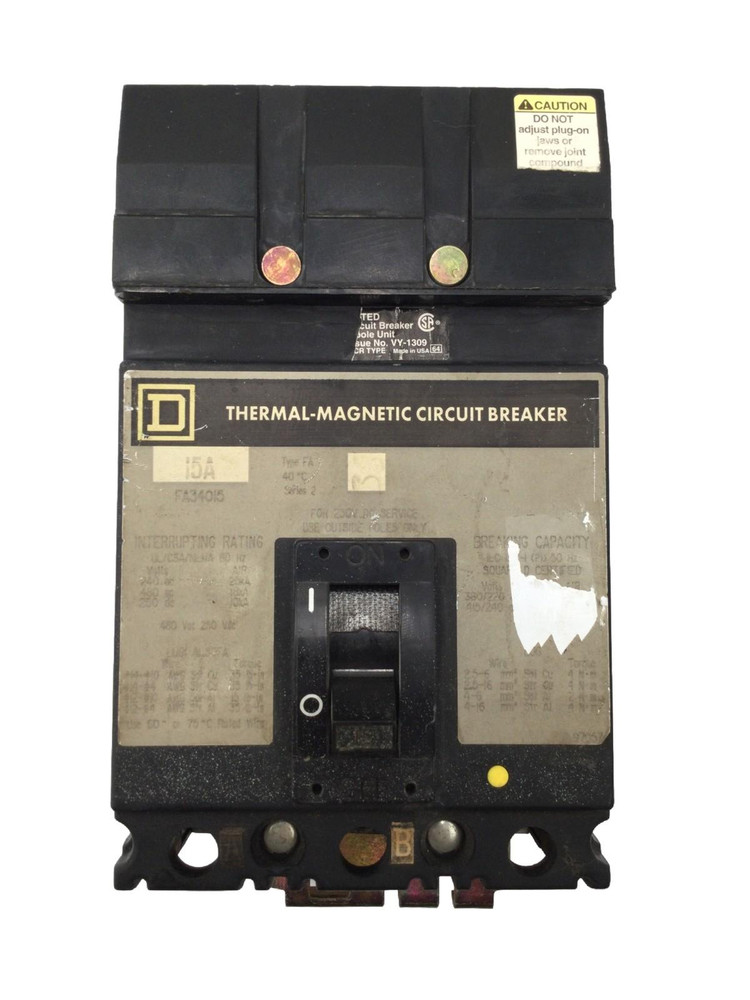 Square D FA34015  3 Pole 15 Amp Molded Case Circuit Breaker