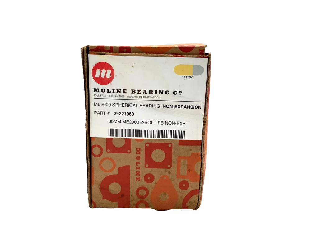 Moline Bearing Co 29221060 60MM ME-2000 2-Bolt Pillow Block Non Exp