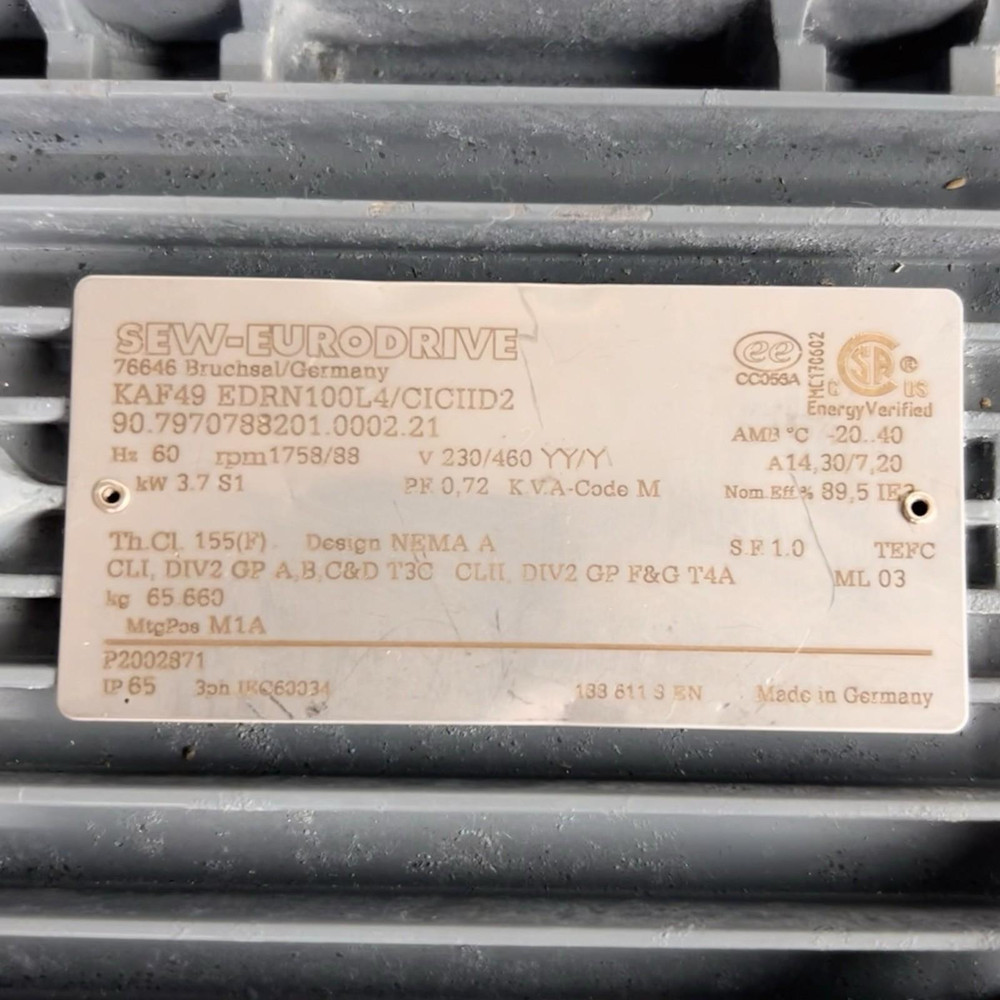 Sew-Eurodrive KAF49 Gear Motor 3.7kW 5HP 230/460V 3PH Helical Bevel