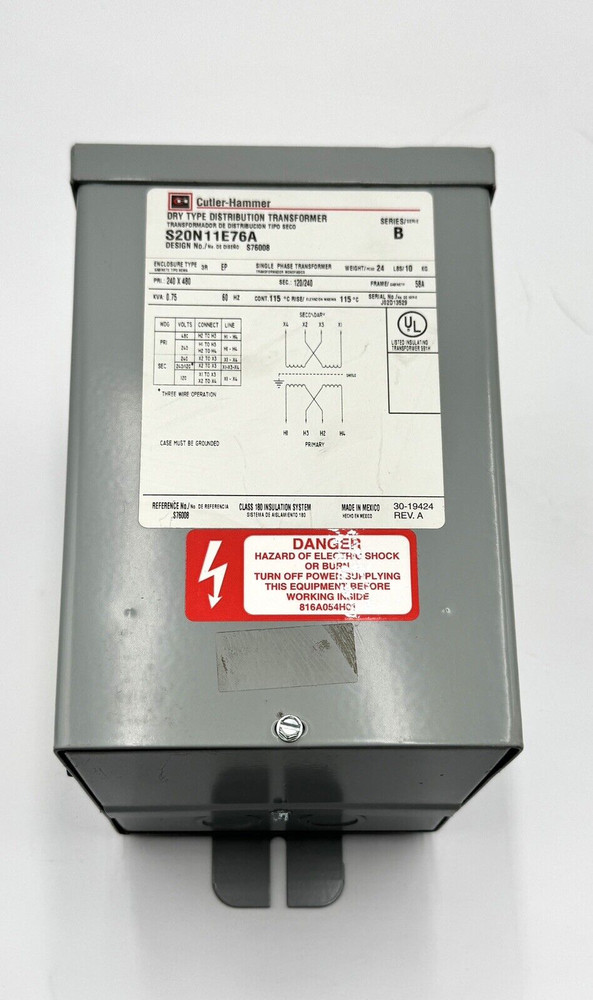 Cutler-Hammer S20N11E76A Dry Type Distribution Transformer