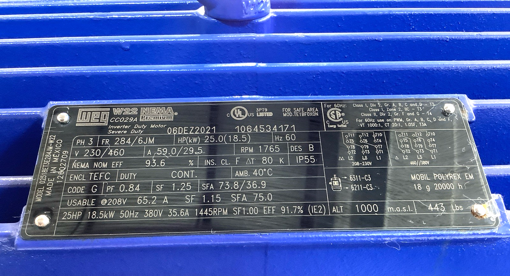 Pentair Aurora 3801 Centrifugal 4x5x11A w/ WEG 02518ET3E284JM-W22 25HP Motor