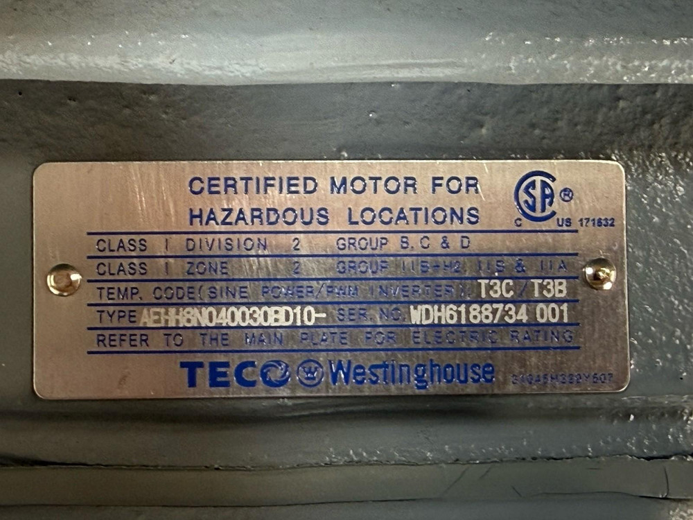 TECO-Westinghouse EP03045 30HP Max-E1 Prem Eff Inverter Duty Motor 286T TEFC 3PH