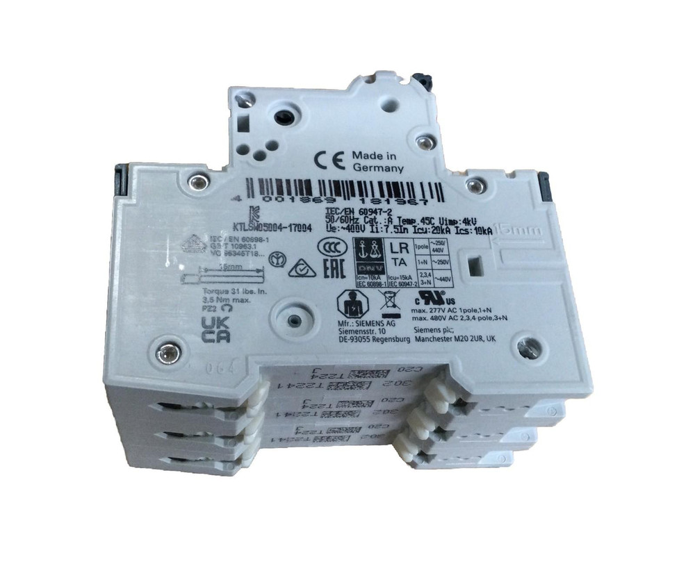 Siemens 5SY4320-7 Mini Circuit Breaker 3-Pole 20A 400V 10kA