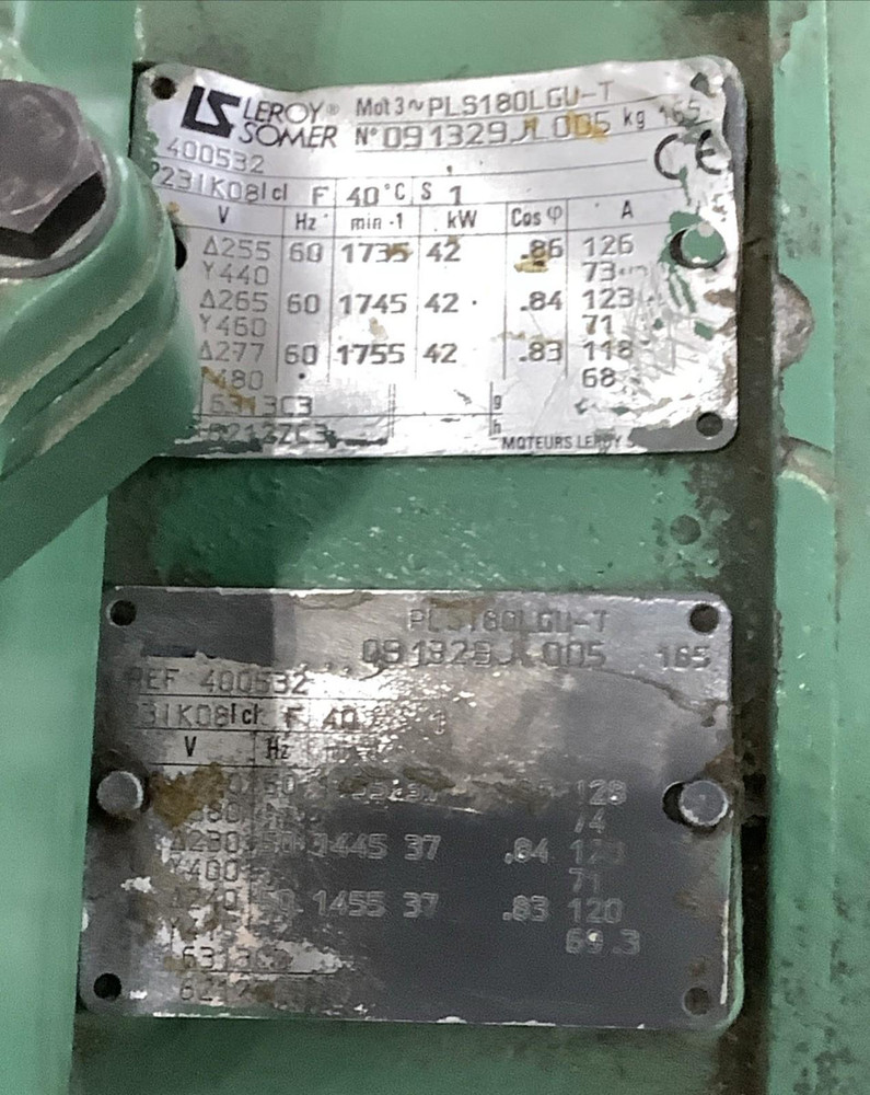 Leroy-Somer PLS180LGU-T 42kW~56HP AC Motor 3-Phase 180L Frame 1745RPM 460V