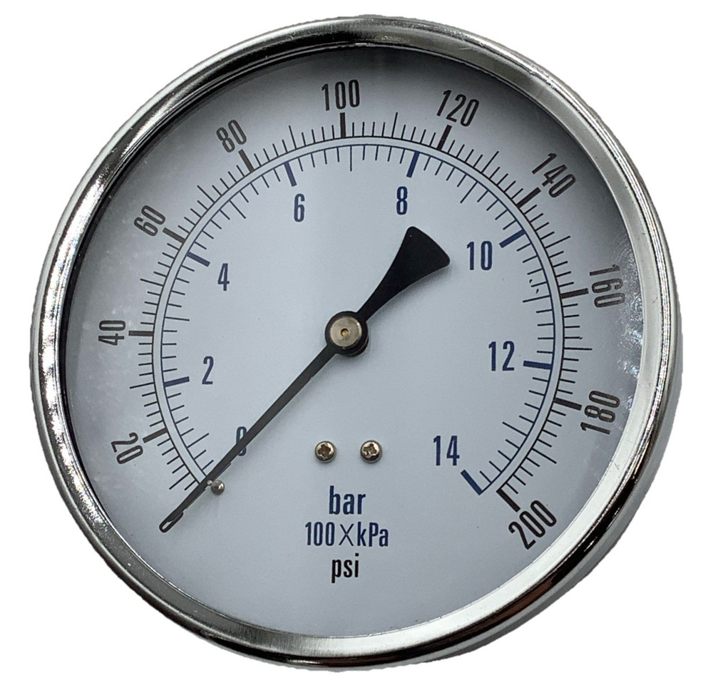 PIC Gauges 102D-454G 4-1/2” Dry Pressure Gauge 0–200 PSI 1/4” NPT Center Back