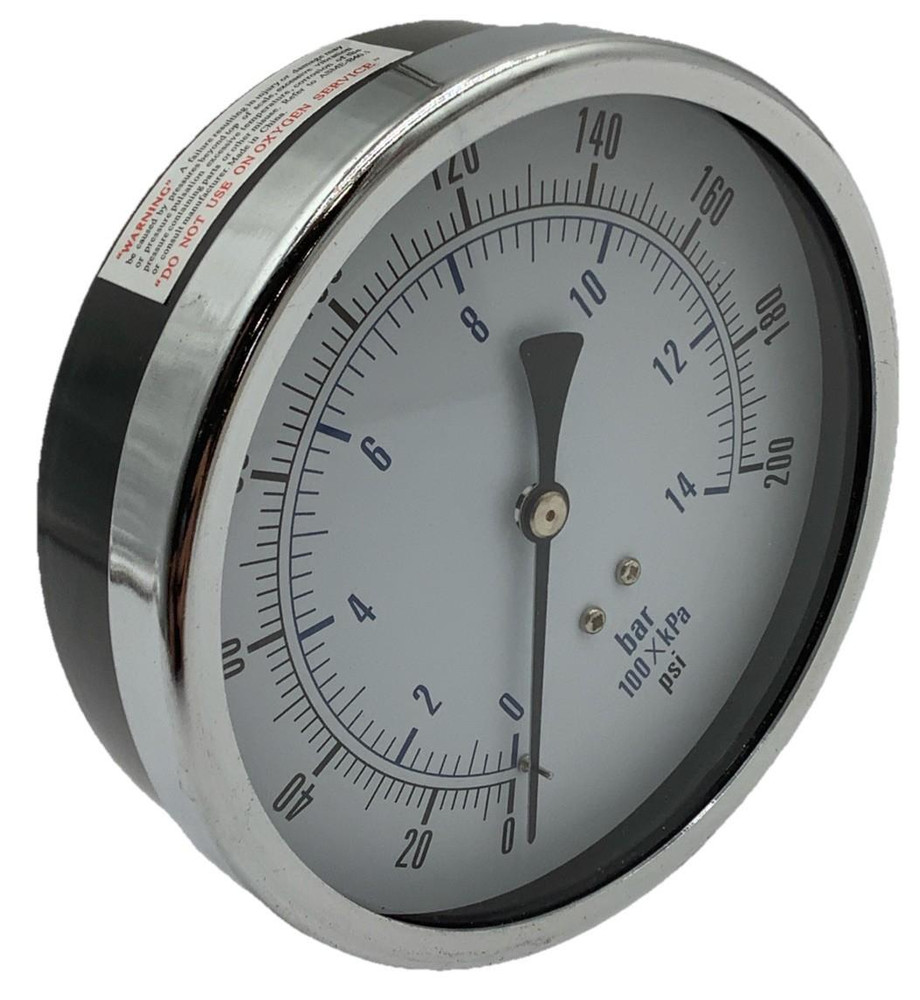 PIC Gauges 102D-454G 4-1/2” Dry Pressure Gauge 0–200 PSI 1/4” NPT Center Back