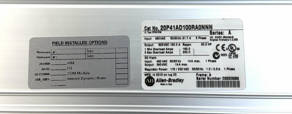 Allen-Bradley 20P41AD100RAONNN Power flex DC Drive