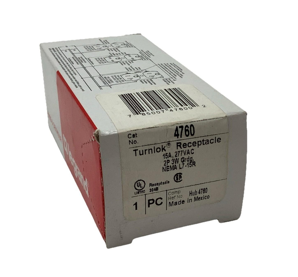 LeGrand 4760 Turnlok Receptacle 15A 277VAC 2P 3W NEMA L7-15R