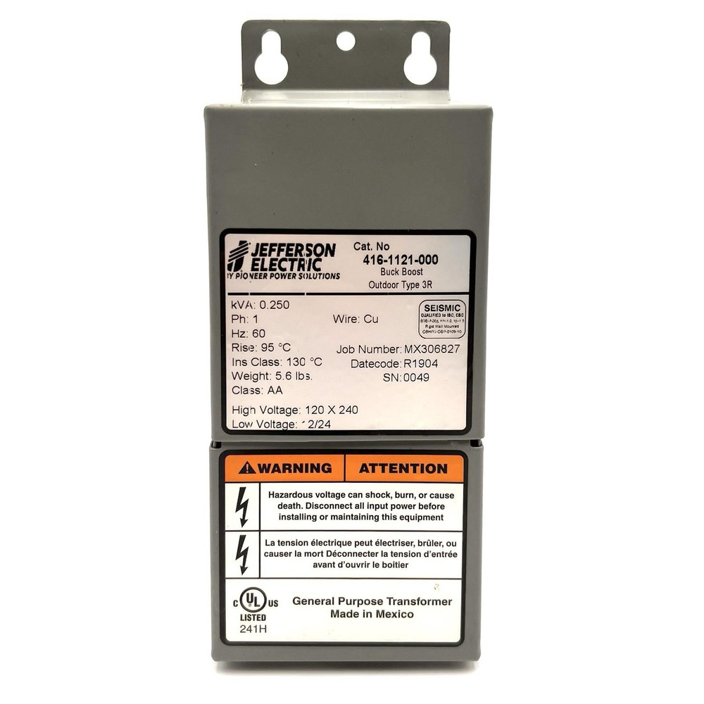 Jefferson Electric 416-1121-000 Buck Boost Transformer