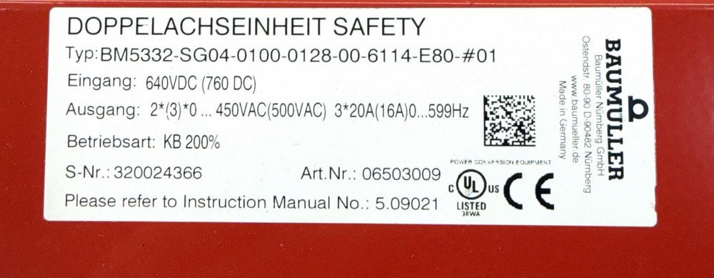 Baumuller Doppelachseinheit BM5332-SG04-0100-0128-00-6114-E80-#01