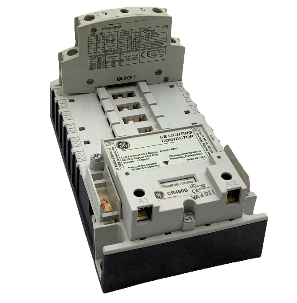 GE CR460B Lighting Contactor w/ CR460XP32 2-Pole Power Block