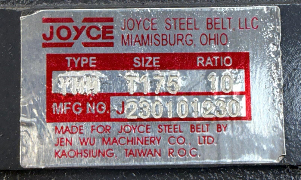 Joyce 230101230 Gear drive Speed Reducer YMM-t75-10