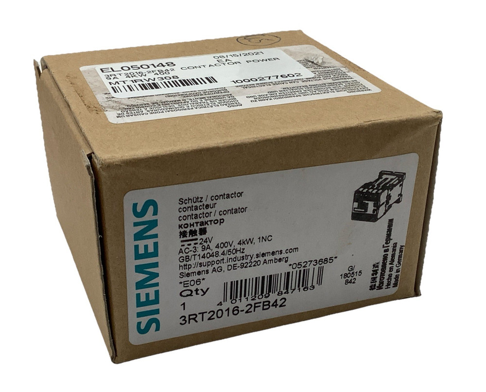 Siemens 3RT2016-2FB42 Power Contactor 24V AC-3 9A 400V 4KW 1NC