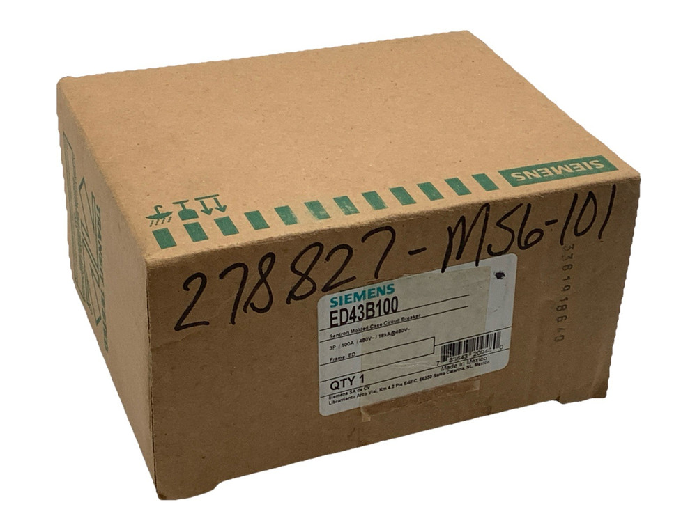 Siemens ED43B100 Sentron Molded Case Circuit Breaker 3P 100A 480V