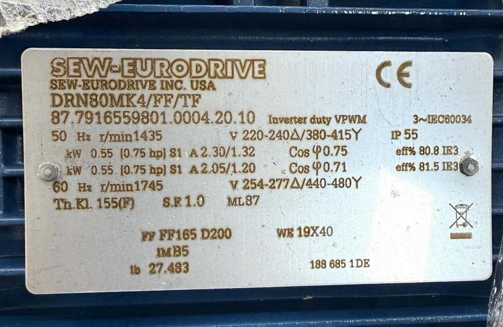 SEW-EURODRIVE DRN80MK4/FF/TF Motor