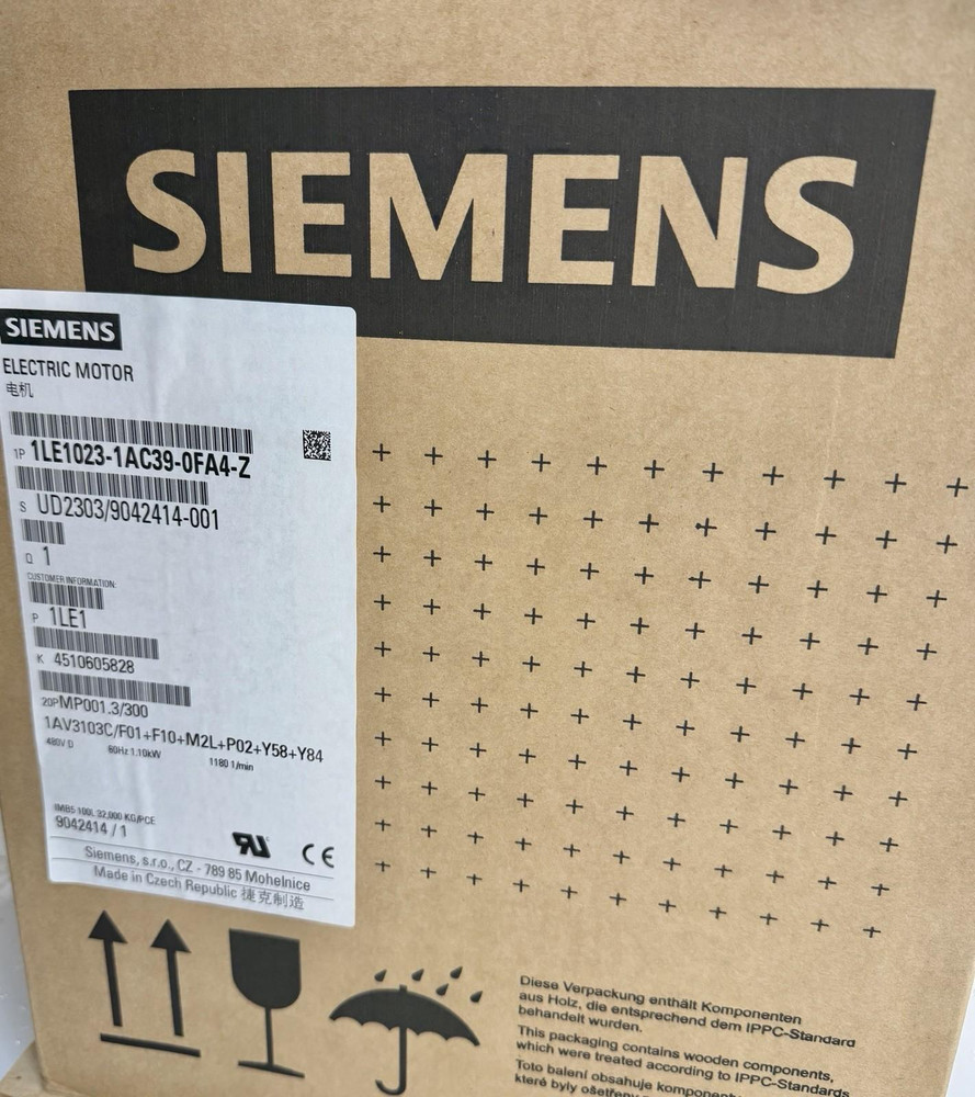 Siemens 1LE1023-1AC39-0FA4-Z 1AV3103C/F01 +F10+M2L+P02+Y58+Y84 Electric Motor