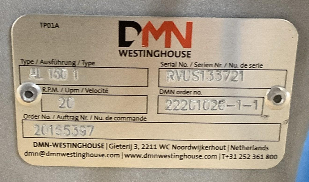 DMN Westinghouse AL 150 1 Rotary Airlock Valve w/ SEW R47 DRN71M4/TF 0.5HP Motor