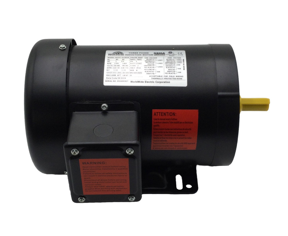 Worldwide Electric Corp NATE1-18-56CB 1HP Motor 3PH 56HC TEFC IP43