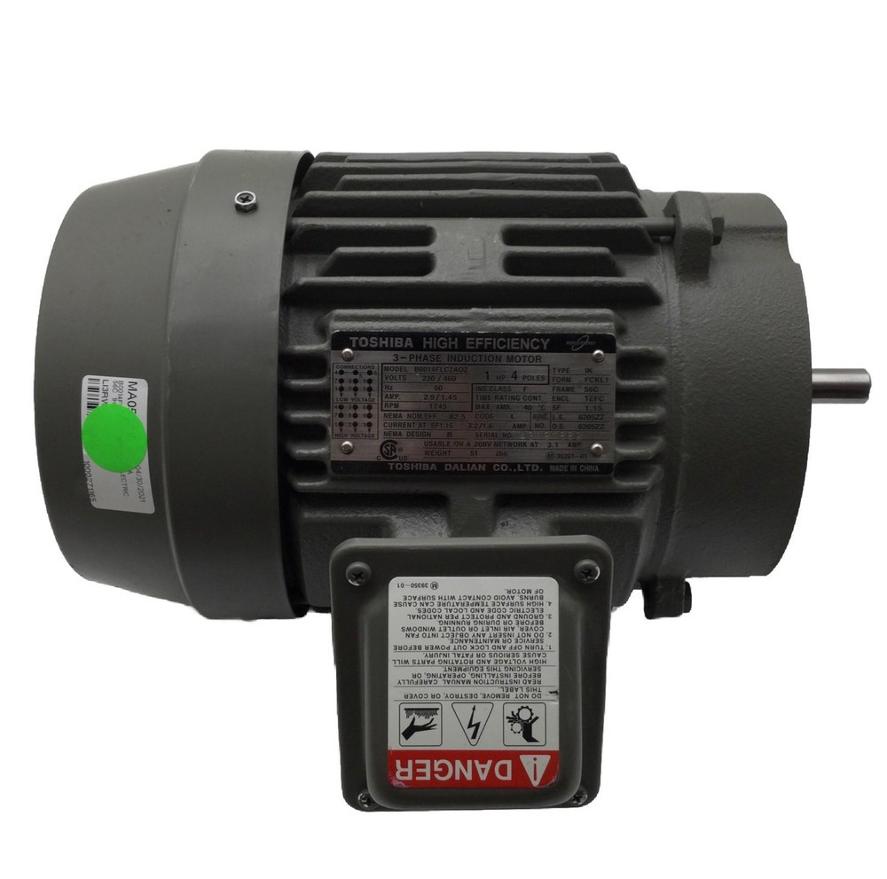 Toshiba B0014FLC2AOZ 1HP High Efficiency Induction Motor 3PH TEFC