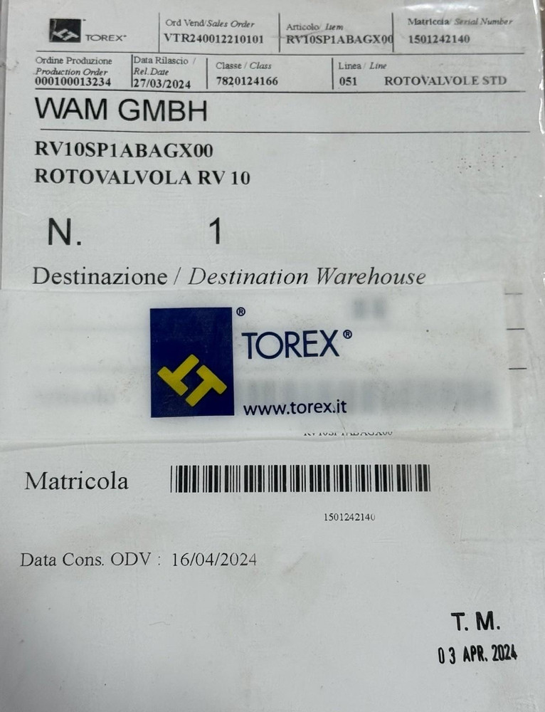 WAM RV10SP1ABAGX00 Rotary Airlock Valve ATEX w/ NMRV-P 090/HW 040 Gearbox 155,26