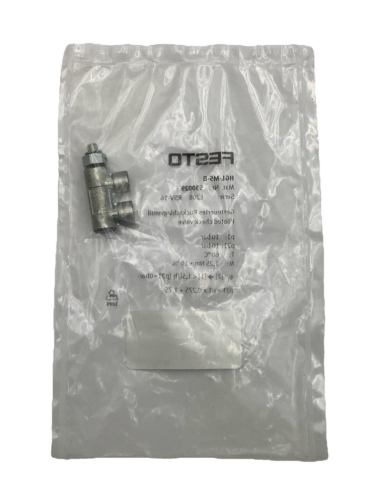Festo HGL-M5-B Piloted Non Return Valve 0.5-10Bar