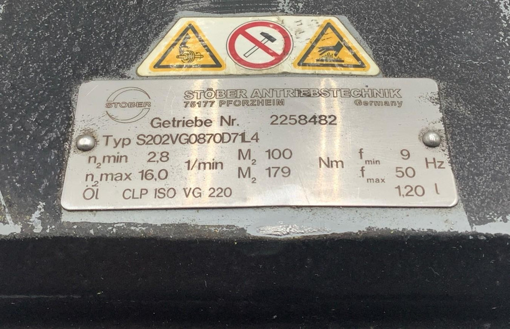 Stöber S202VG0870D71L4 Gearbox W/ Siemens Motor | Gearmotor Assembly