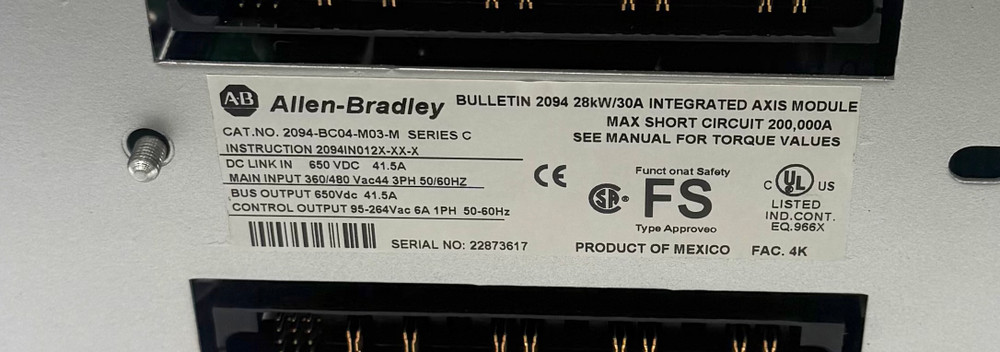 Allen-Bradley 2094-BC04-M03-M Ser C Kinetix 6200/6500 Axis Module