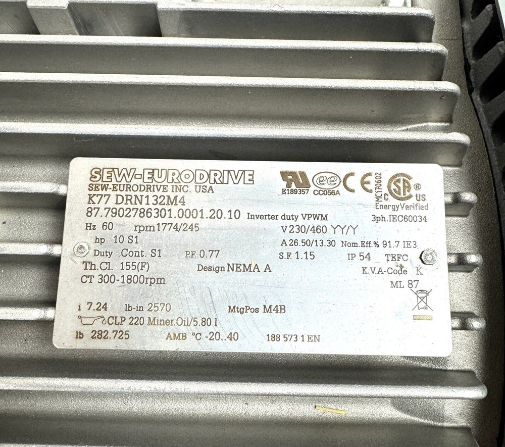 SEW-Eurodrive K77 DRN132M4 Helical bevel Gearmotor