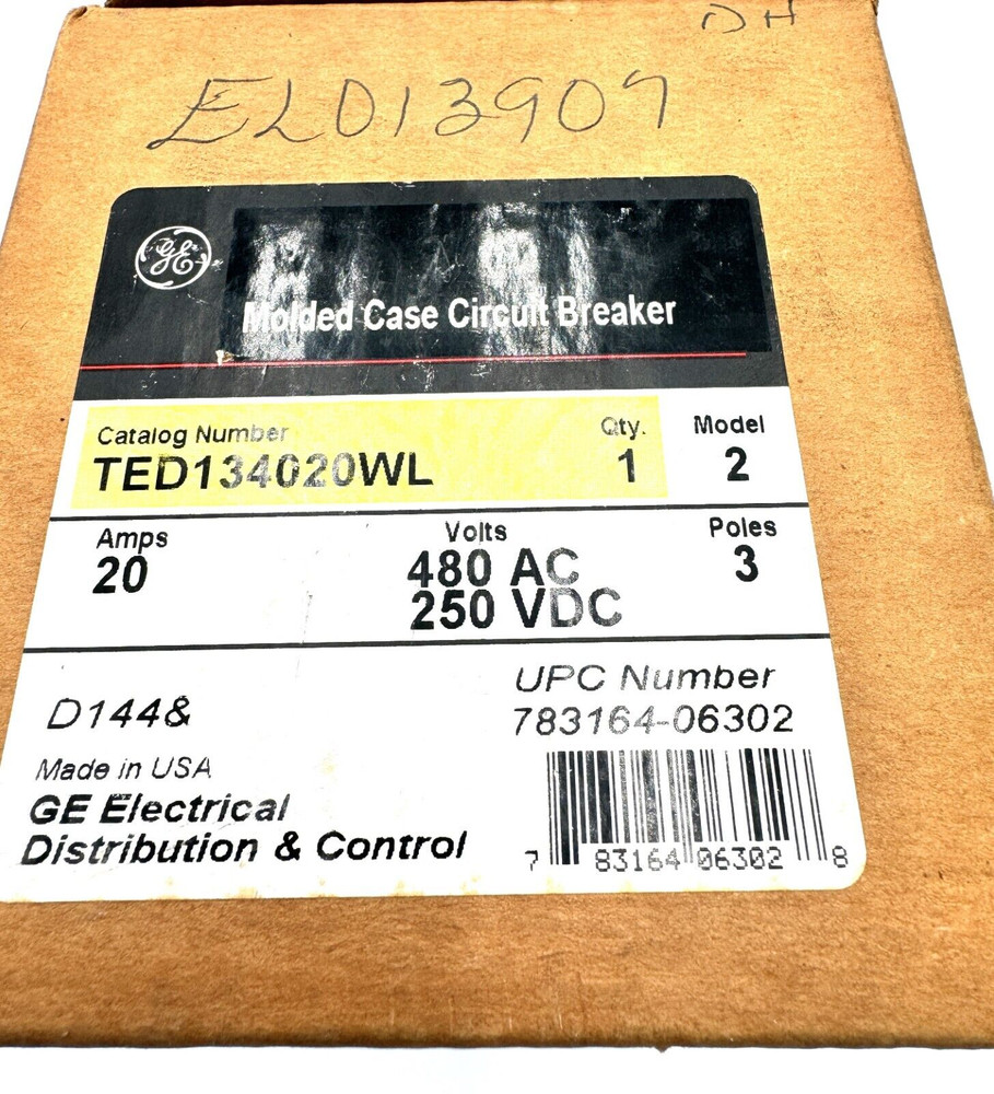 GE TED134020WL 20A Industrial Circuit Breaker