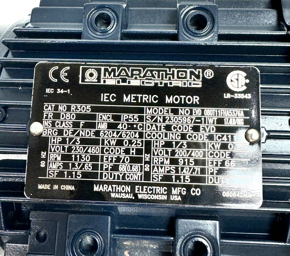 Marathon electric motor 080T11FHA5376  Cat No R305