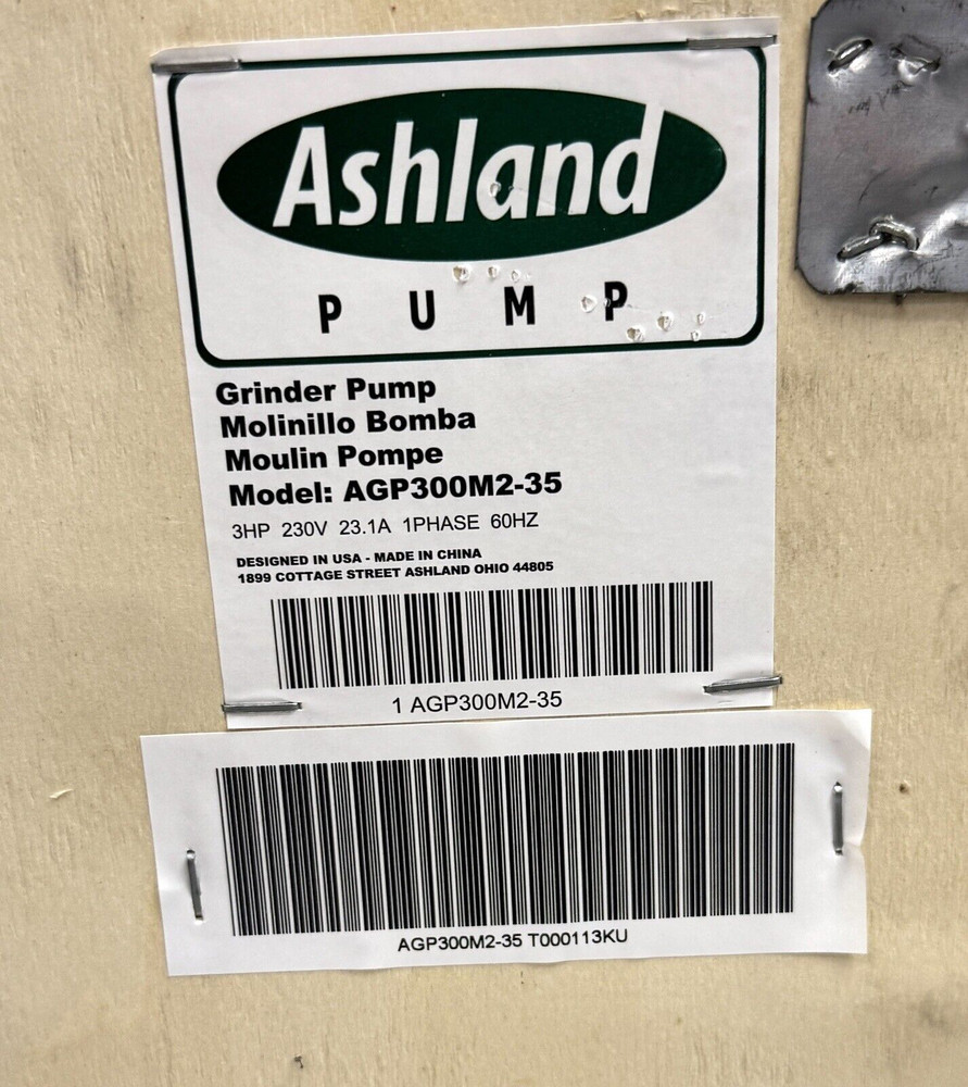 Ashland AGP300M2-35 Submersible Sewage Grinder Pump