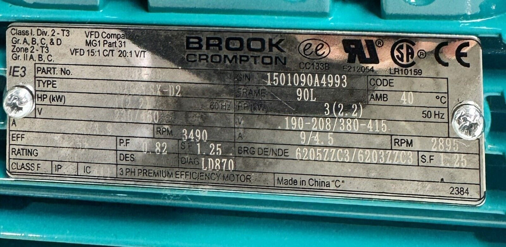 Brook Crompton BA2M003-4D Motor