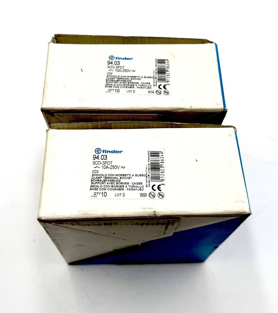 Finder 94.03 Clamp Terminal Socket, 3CO - 3PDT 10A 250V ( Lot of 19)