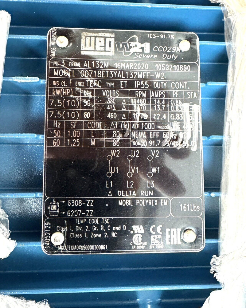 Weg 00718ET3YAL132MFF-W2 Motor