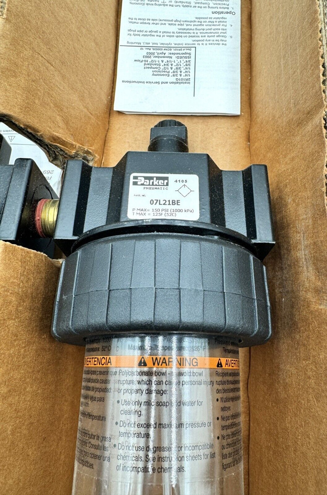 Parker 07A25A18A1BD Filter Regulator Lube Assembly 3/8" 3 Piece Combo