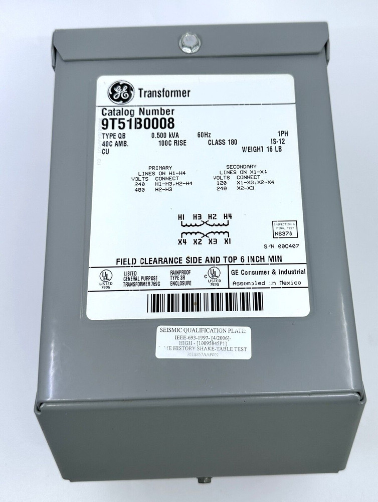 GE, 9T51B0008, General Electric Transformer