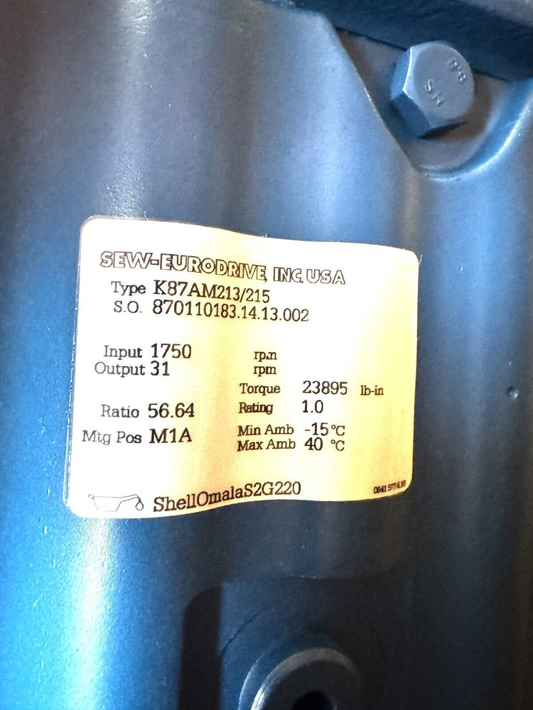 SEW-EURODRIVE K87AM213/215 Helical-Bevel Gear Unit