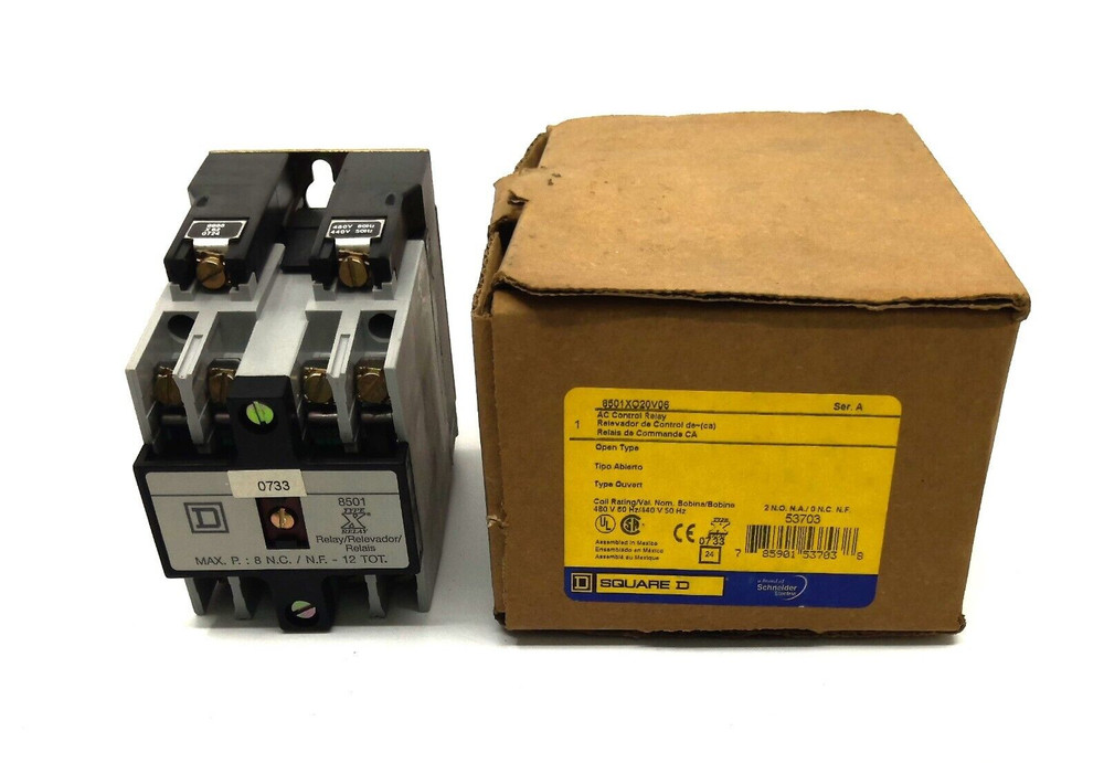 Square D 8501XO20V06 SERIES A AC Control Relay 480V Coil Square D 8501XO20V06 SERIES A AC Control Relay 480V Coil