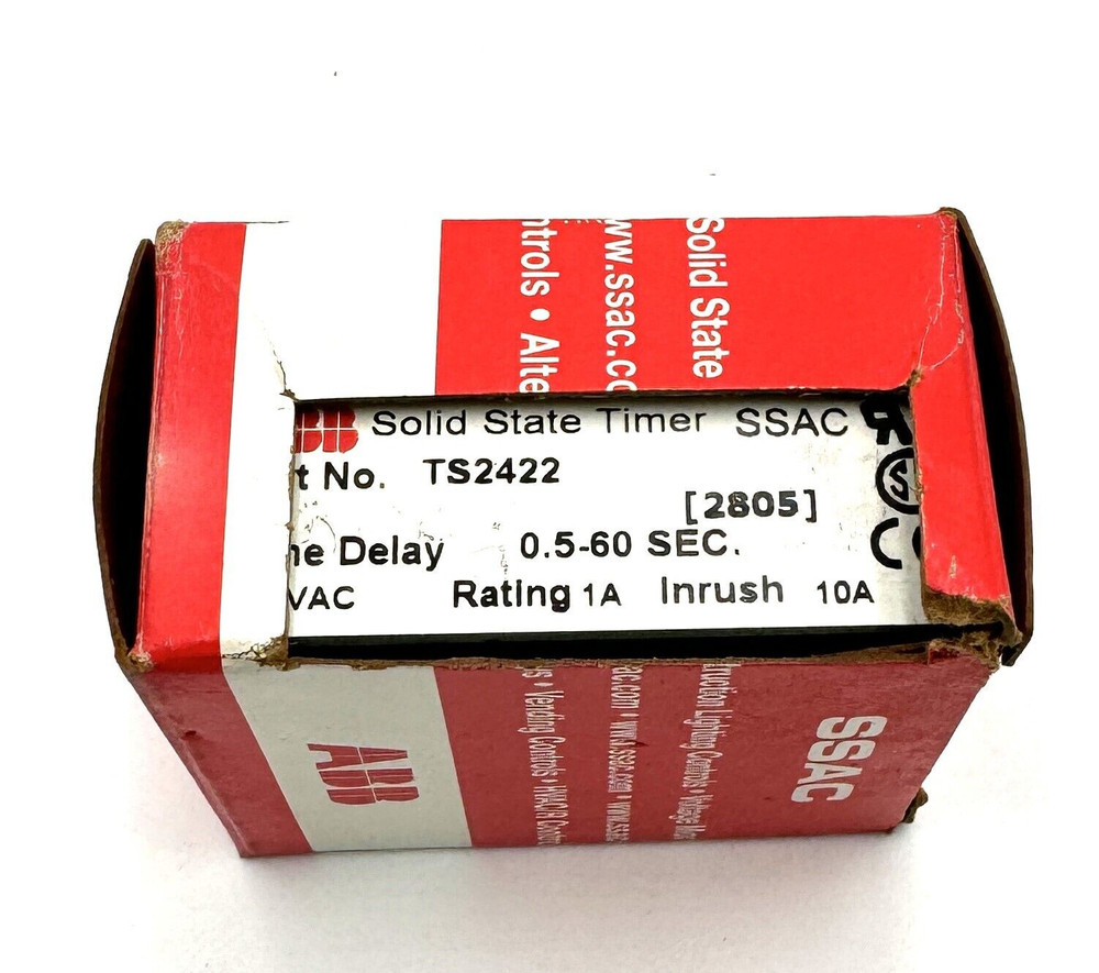 ABB TS2422 Solid State Timer 0.5-60 Sec. 120VAC 1A Inrush 10A